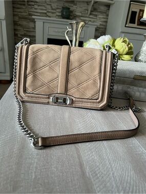 Rebecca Minkoff Suede crossbody  Beige with Silver Hardware